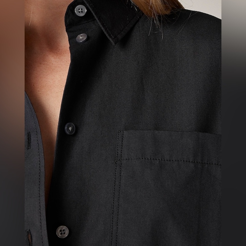 J. Crew Étienne Oversized Shirt Lightweight Oxford in Black Size Large NWT - Picture 2 of 9